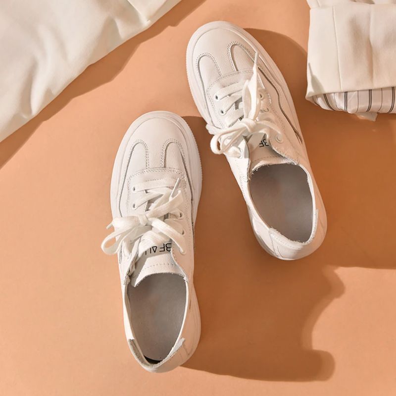 Rosie Dames Sneakers Plat Echt Leer - Wit