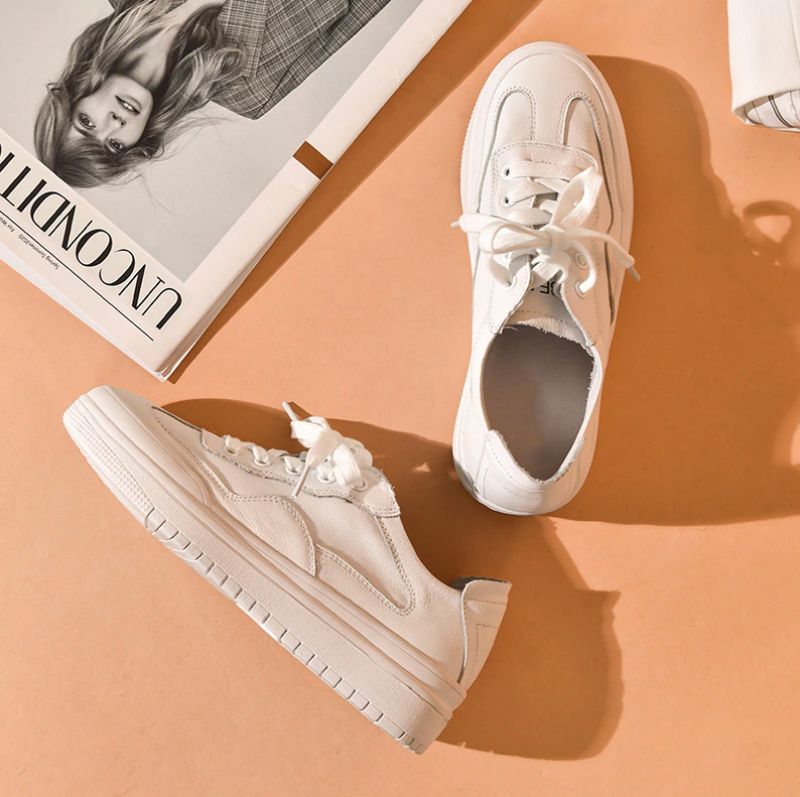 Rosie Dames Sneakers Plat Echt Leer - Wit