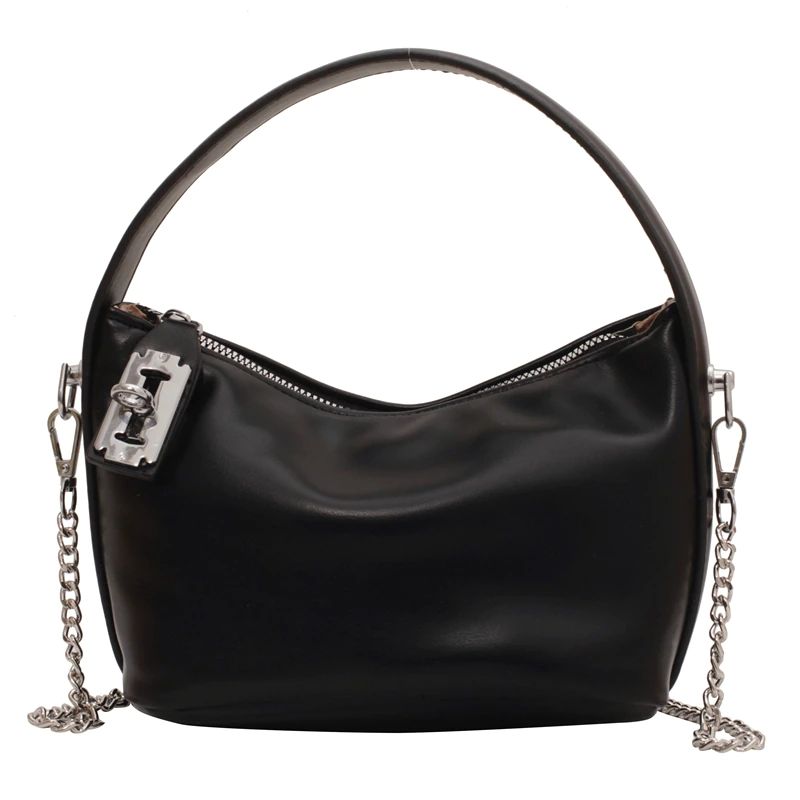Rosio Dames Kleine Leren Handtas Met Ketting - Zwart