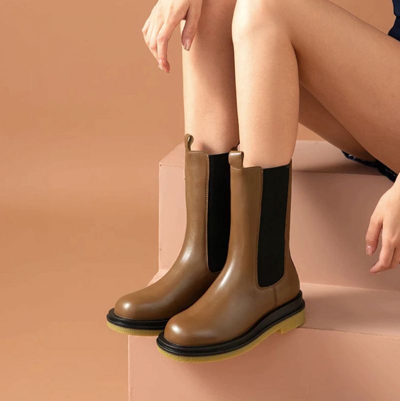 Rosmery Dames Boots Halfhoge Kuit - Zwart