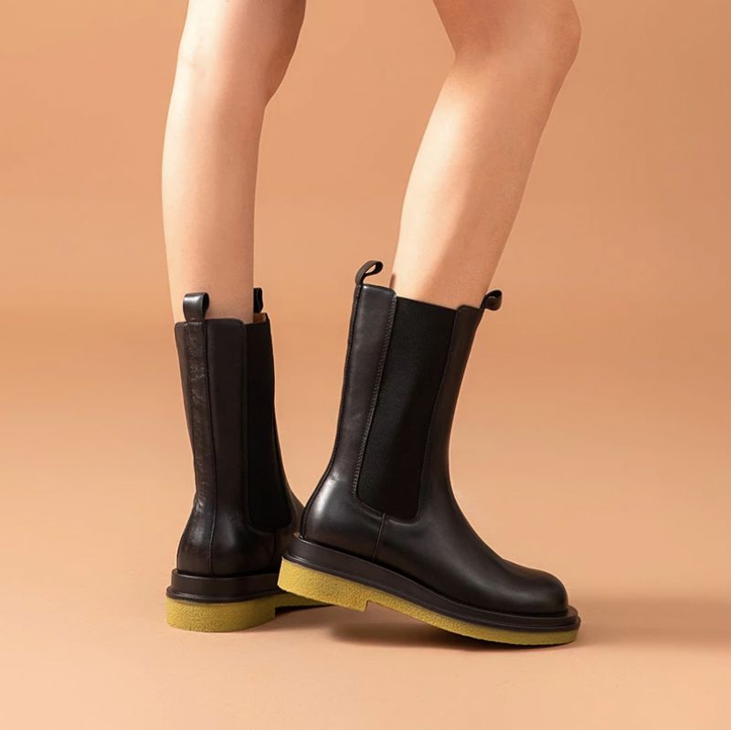 Rosmery Dames Boots Halfhoge Kuit - Zwart