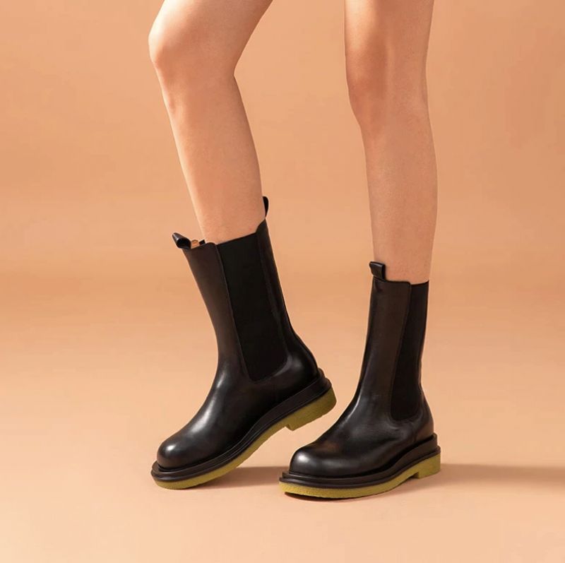 Rosmery Dames Boots Halfhoge Kuit - Zwart