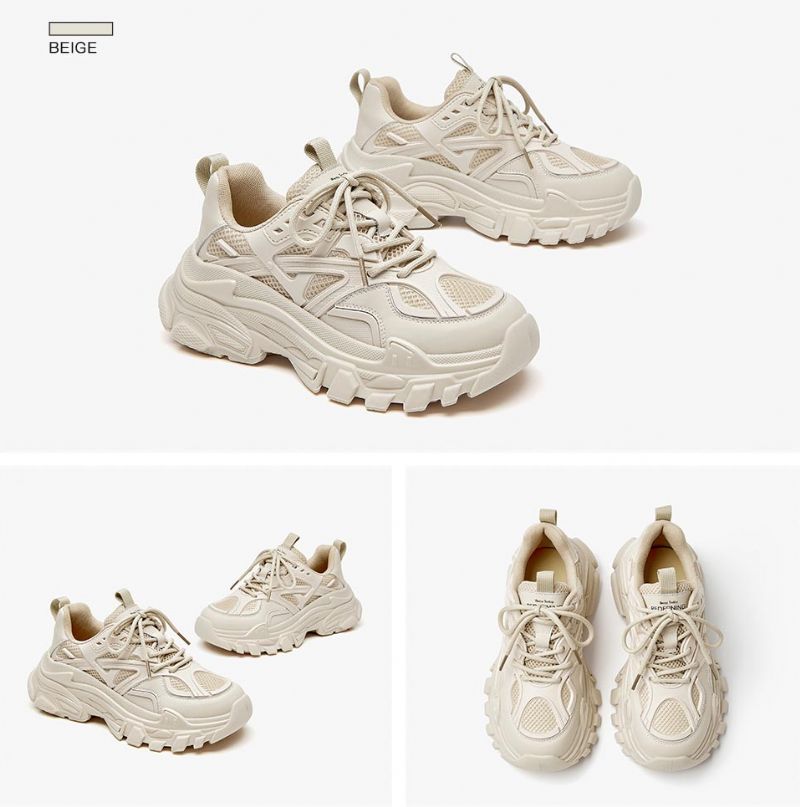 Rosmil Dames Platform Sneaker - Beige
