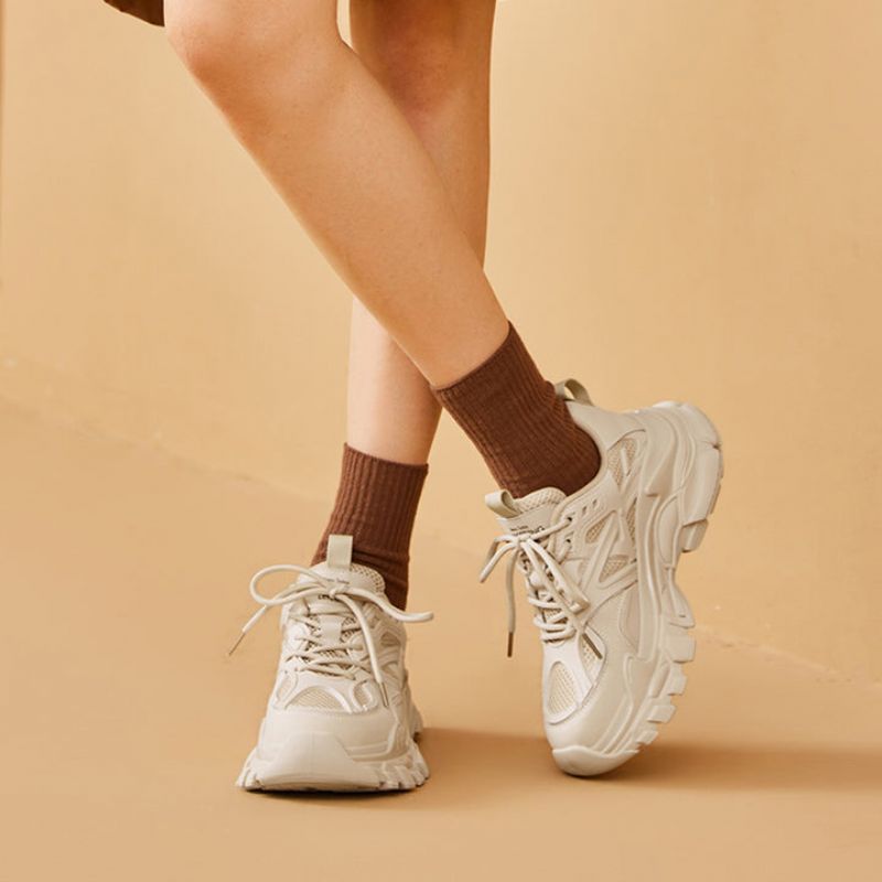 Rosmil Dames Platform Sneaker - Beige