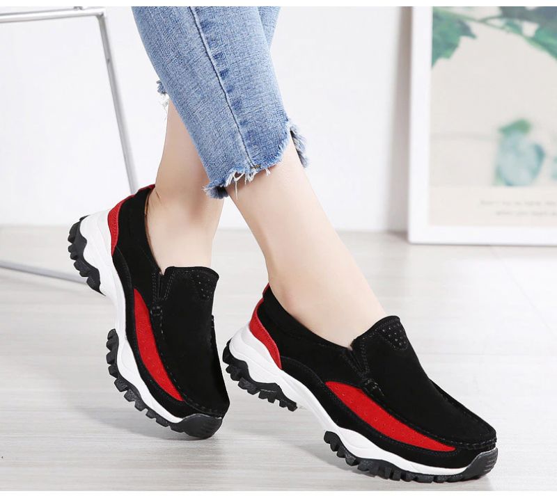 Rosner Dames Leren Platform Slip-on Sneakers - Grijs