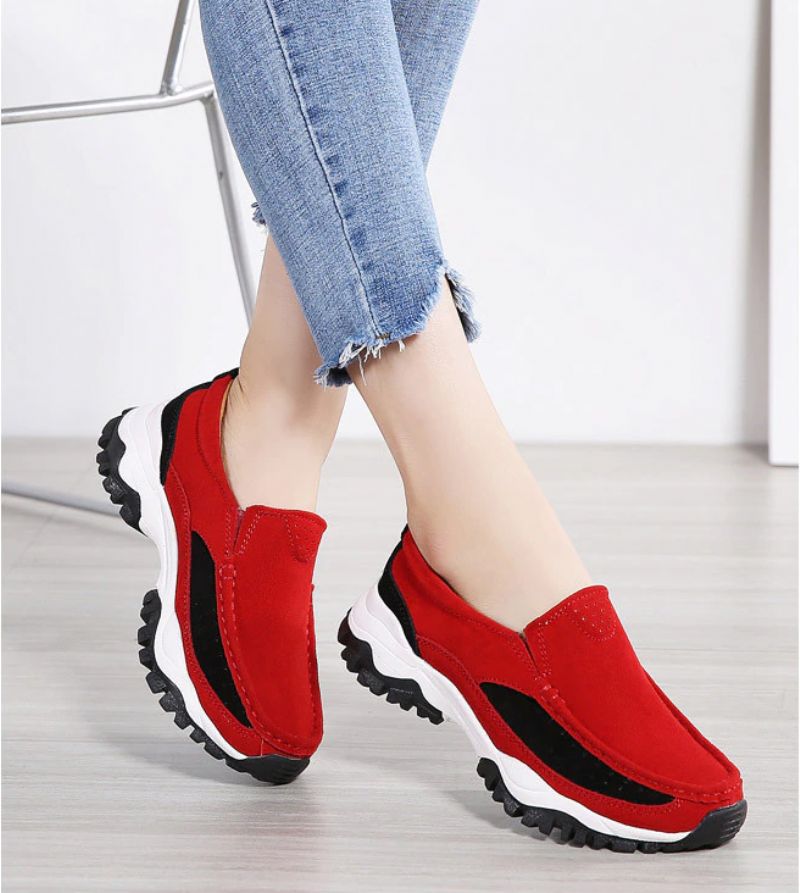 Rosner Dames Leren Platform Slip-on Sneakers - Grijs
