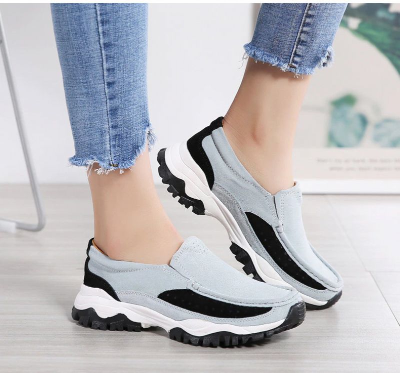 Rosner Dames Leren Platform Slip-on Sneakers - Grijs