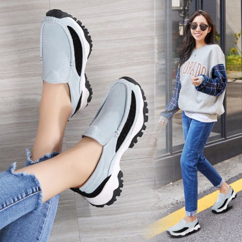 Rosner Dames Leren Platform Slip-on Sneakers - Grijs