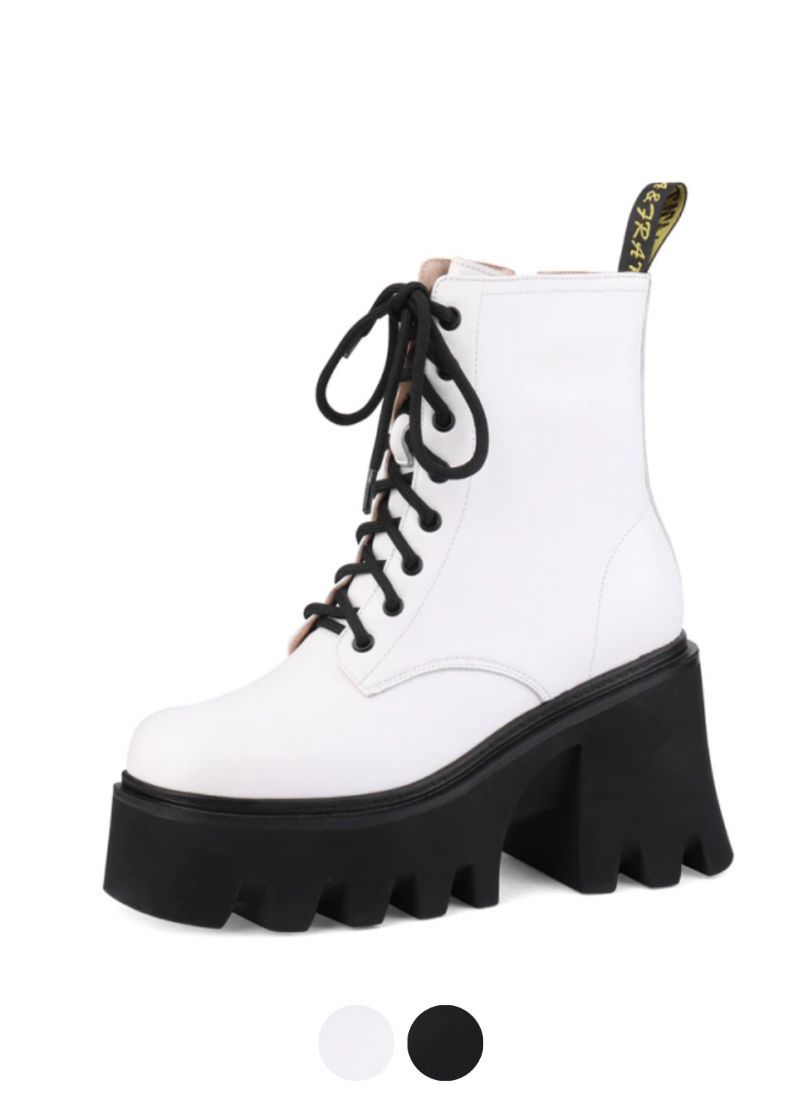 Rouco Dames Leren Platform Laarzen