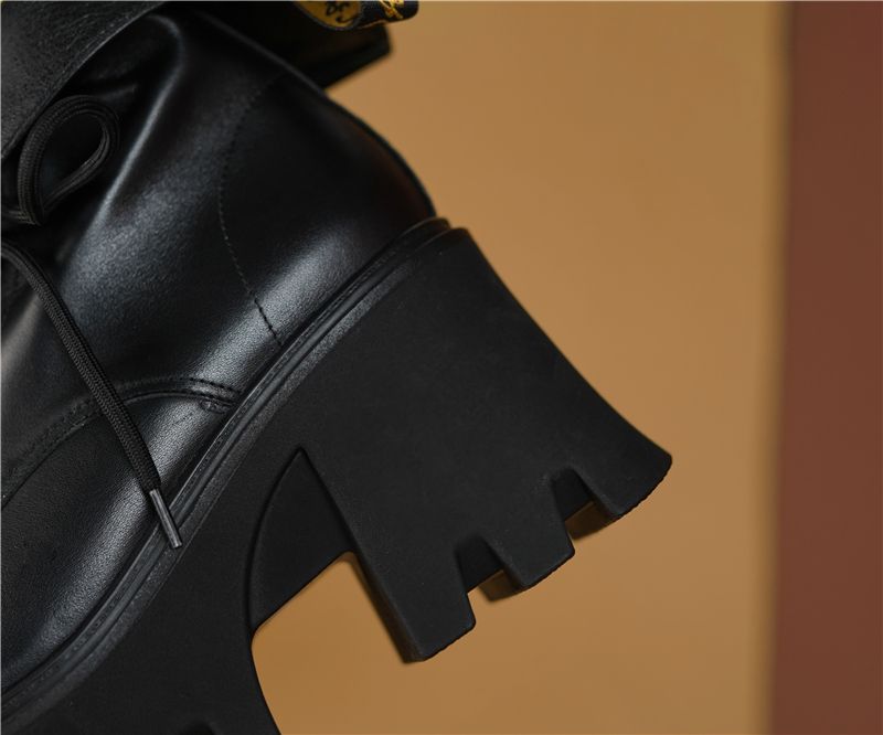 Rouco Dames Leren Platform Laarzen - Wit Zonder bont