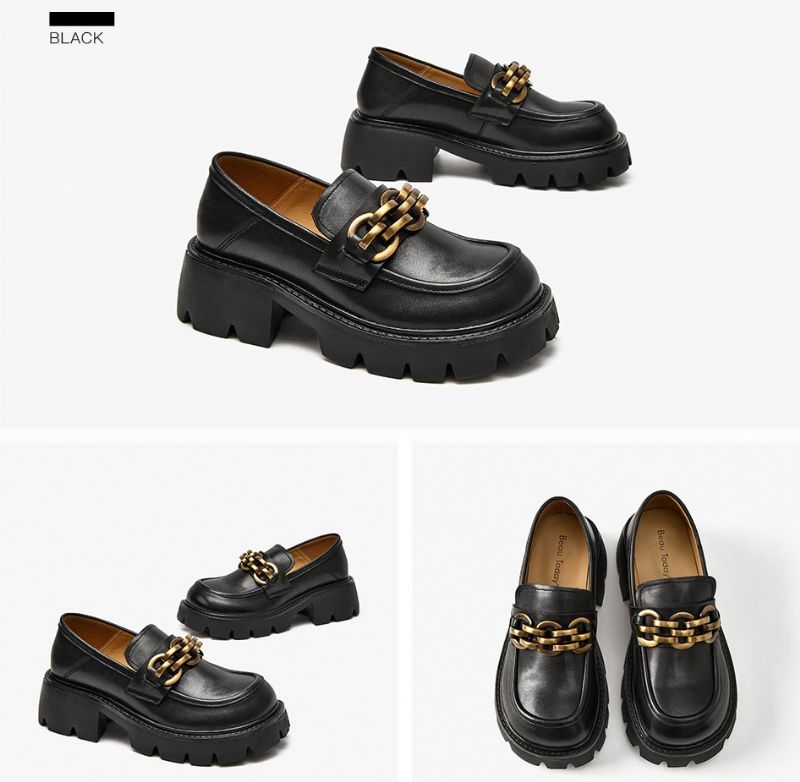 Rubby Dames Ronde Neus Platform Loafer - Koffie