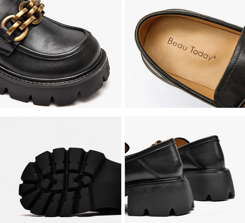 Rubby Dames Ronde Neus Platform Loafer - Koffie