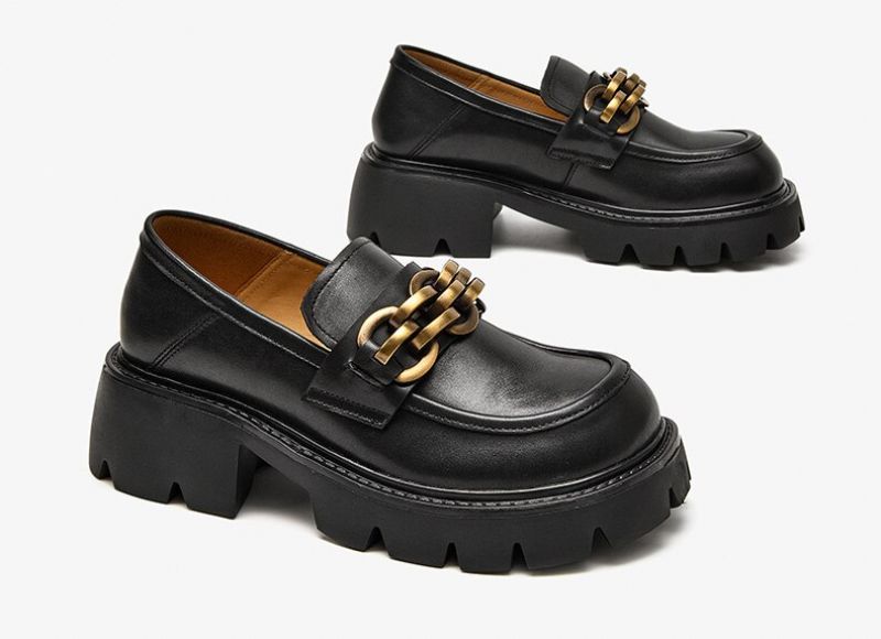 Rubby Dames Ronde Neus Platform Loafer - Koffie