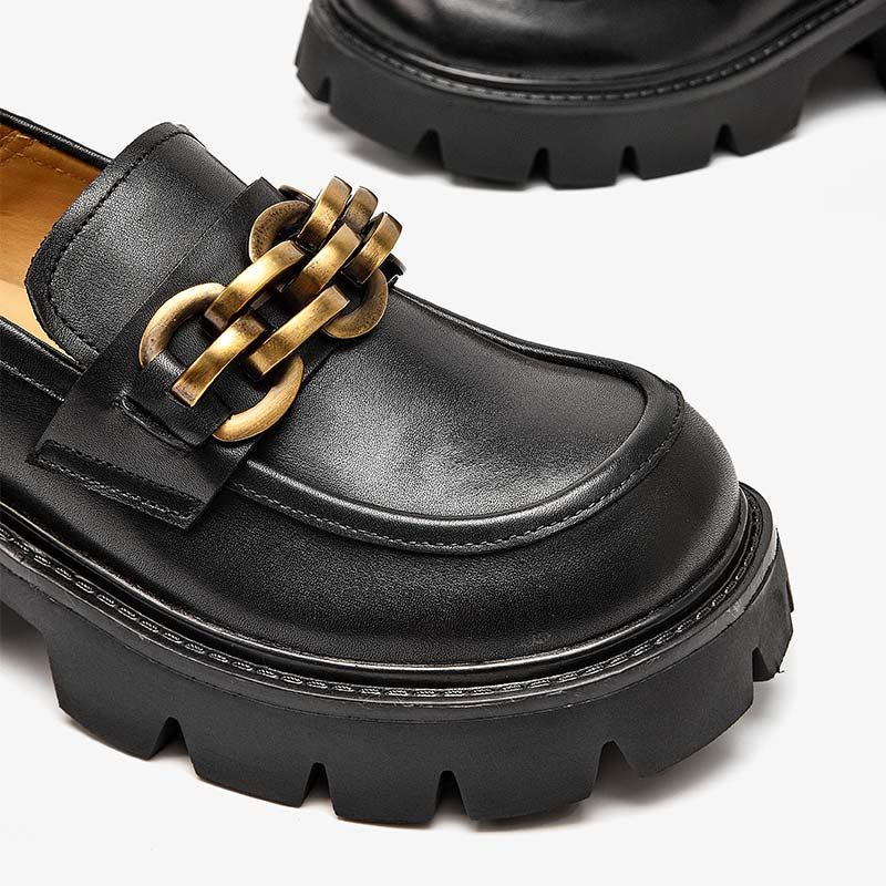 Rubby Dames Ronde Neus Platform Loafer - Koffie