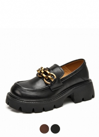 Rubby Dames Ronde Neus Platform Zwarte Loafer Schoenen