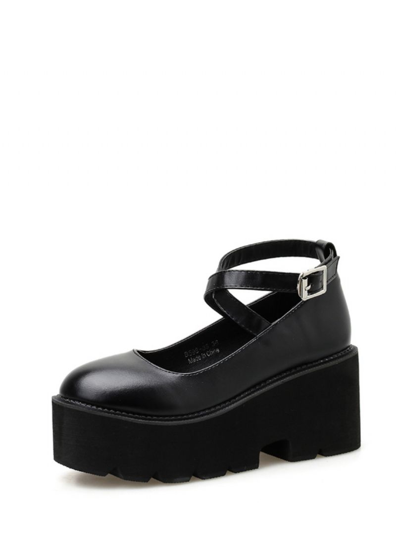Rubiela Dames Enkelband Leren Platform Schoenen