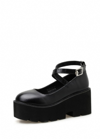 Rubiela Dames Enkelband Leren Platform Schoenen