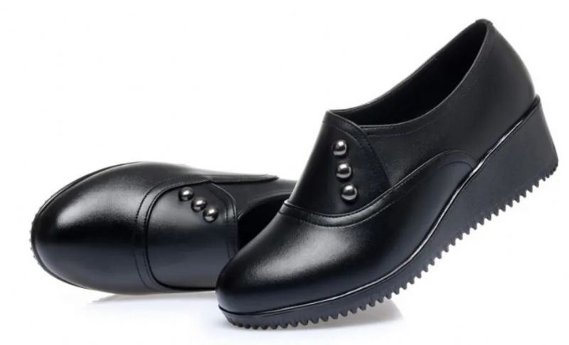 Ruby Dames Leren Casual Platform Schoenen - Zwart