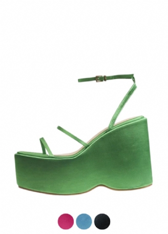 Ruby Leren Wig- En Platform Sandaal Voor Dames