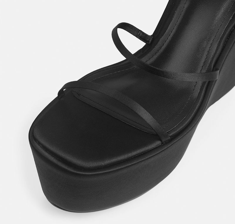 Ruby Leren Wig- En Platform Sandaal Voor Dames - Groen