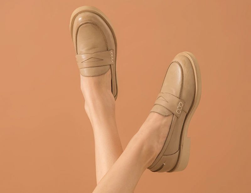 Rufino Dames Hoogwaardige Loafer Schoenen - Abrikoos