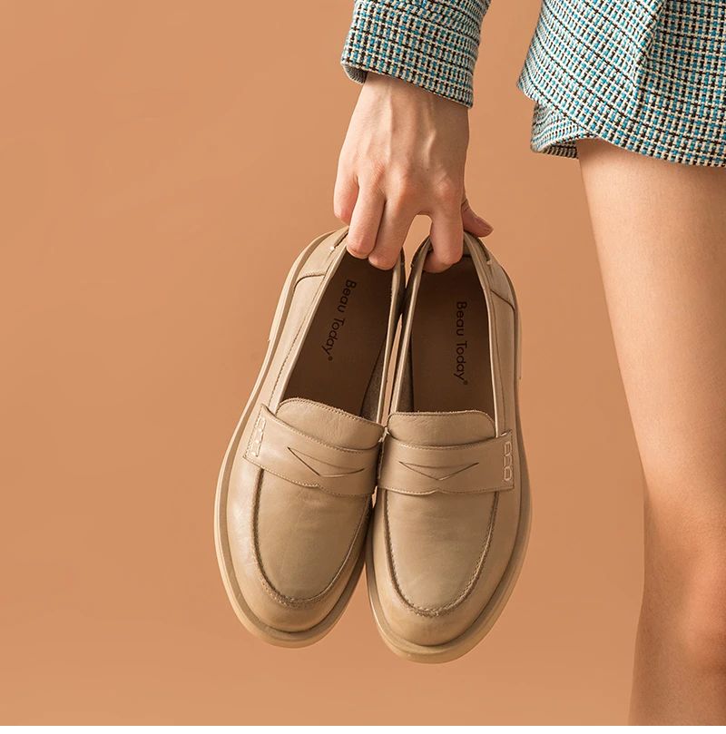 Rufino Dames Hoogwaardige Loafer Schoenen - Abrikoos
