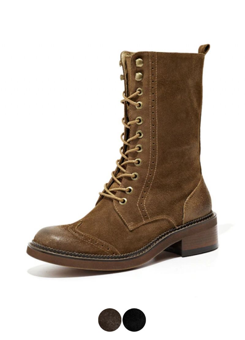Rugna Herfst En Winter Goede Kwaliteit Suède Leren Mid-calf Laarzen Voor Dames