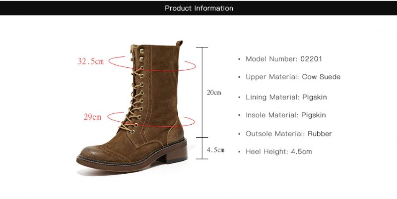 Rugna Herfst En Winter Goede Kwaliteit Suède Leren Mid-calf Laarzen Voor Dames - Bruin