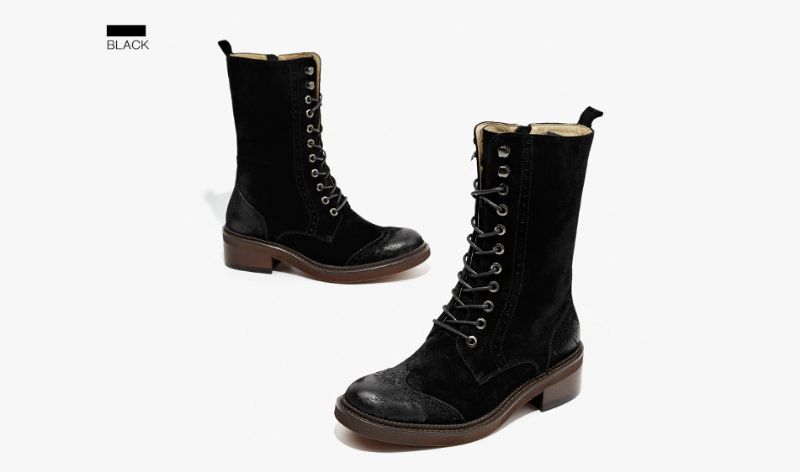Rugna Herfst En Winter Goede Kwaliteit Suède Leren Mid-calf Laarzen Voor Dames - Bruin