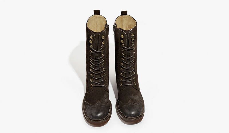 Rugna Herfst En Winter Goede Kwaliteit Suède Leren Mid-calf Laarzen Voor Dames - Bruin