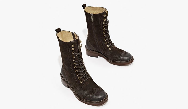 Rugna Herfst En Winter Goede Kwaliteit Suède Leren Mid-calf Laarzen Voor Dames - Bruin