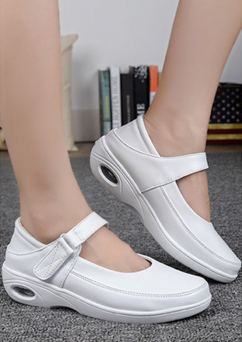 Ruth Dames Ademend Platform Verpleegster Schoenen - Wit Hol
