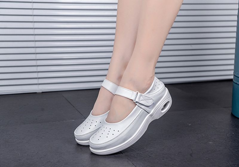 Ruth Dames Ademend Platform Verpleegster Schoenen - Wit Hol