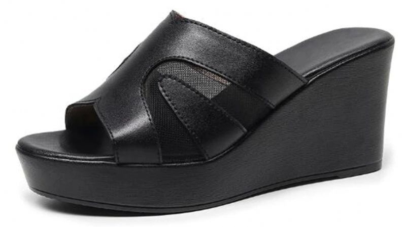 Ruth Dames Platform Wedge - Zwart Hoogte 4 in
