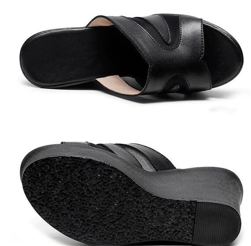 Ruth Dames Platform Wedge - Zwart Hoogte 4 in