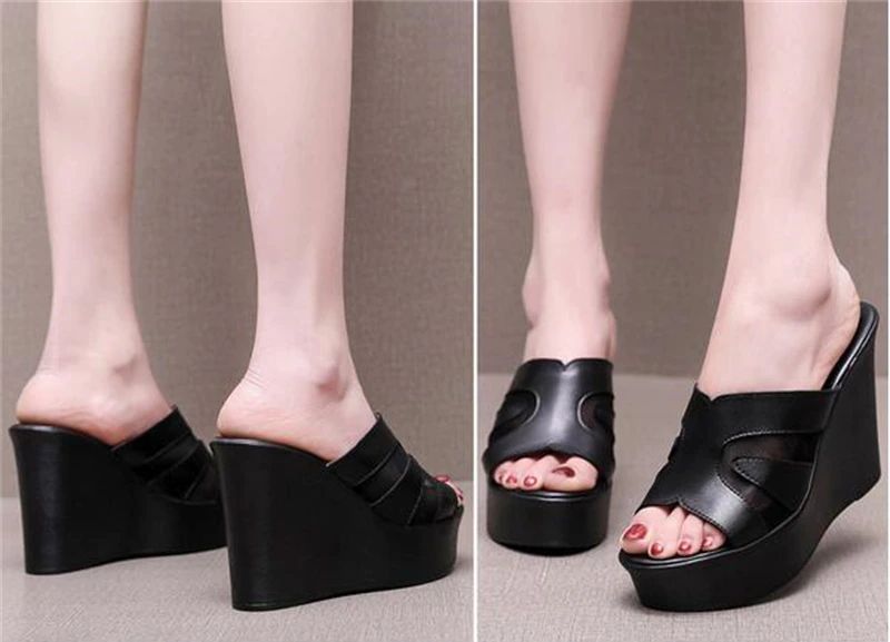 Ruth Dames Platform Wedge - Zwart Hoogte 4 in