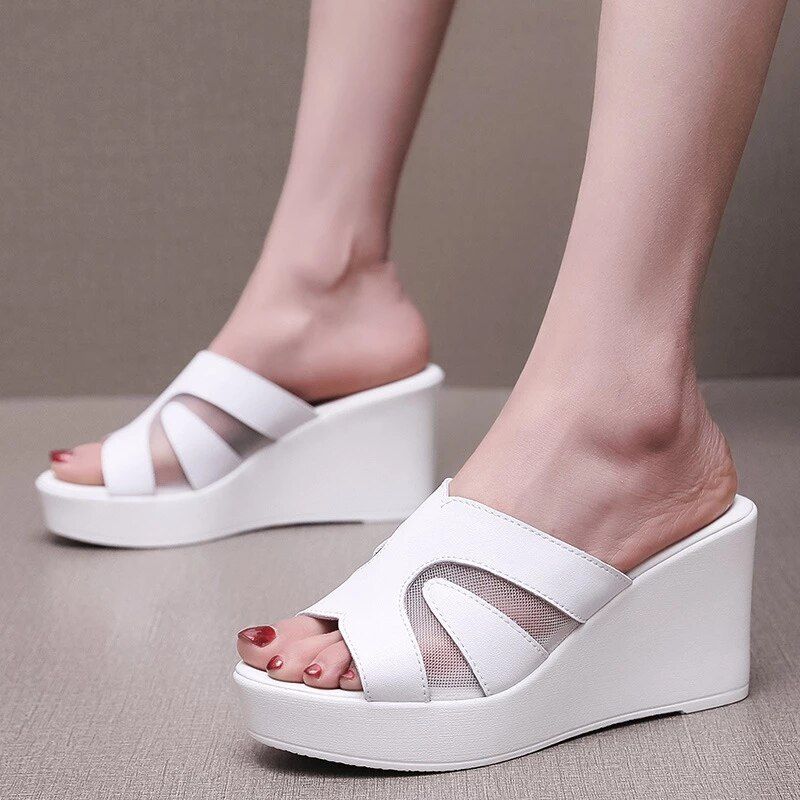 Ruth Dames Platform Wedge - Zwart Hoogte 4 in