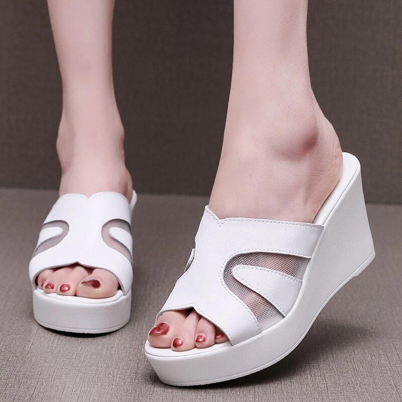 Ruth Dames Platform Wedge - Zwart Hoogte 4 in