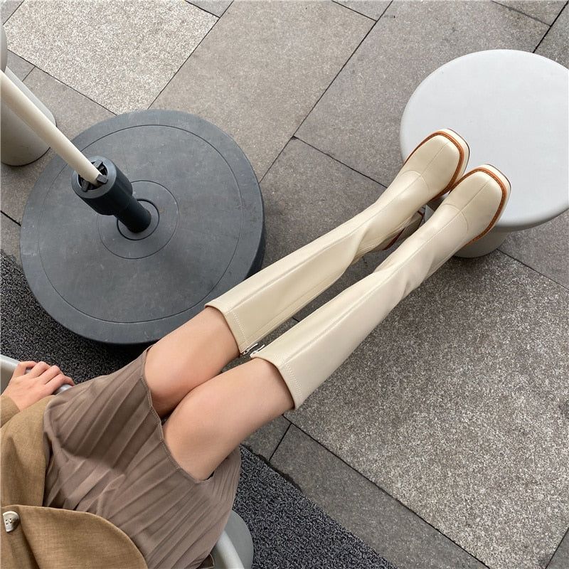 Sally Dames Laarzen - Beige stof