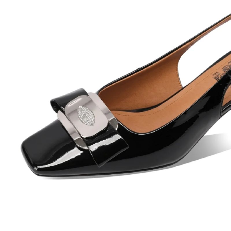 Salma Dames Hoge Hakken Vierkante Teen Dress Sandalen - Zwart