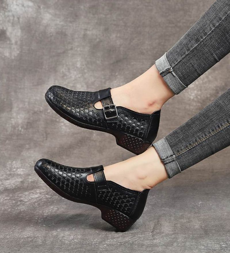 Salma Dames Instappers Platte Schoenen - Zwart