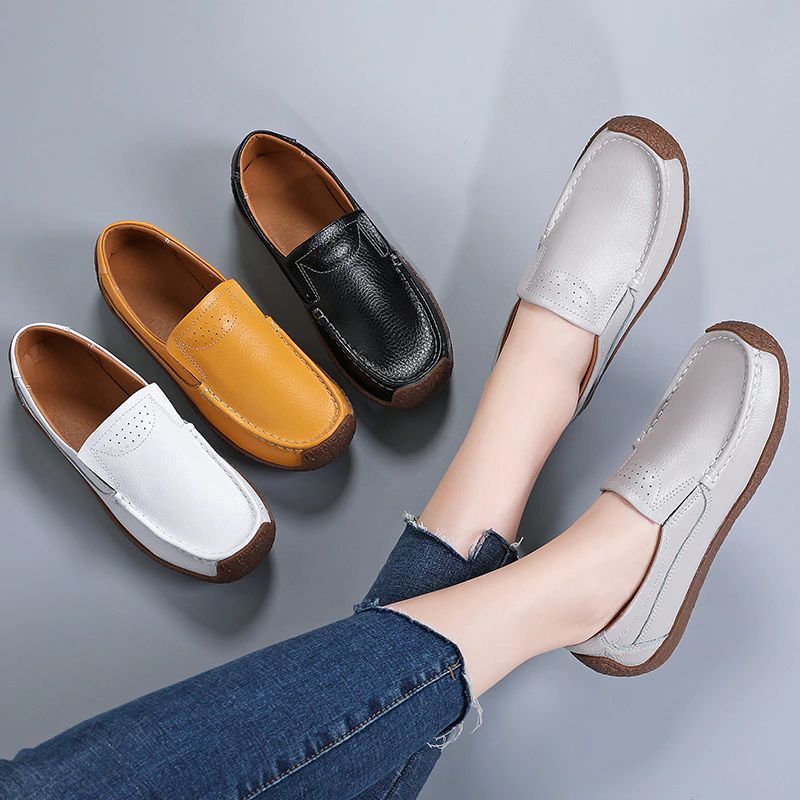 Salma Dames Leren Casual Loafer Schoenen - Zwart