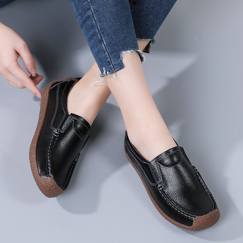 Salma Dames Leren Casual Loafer Schoenen - Zwart