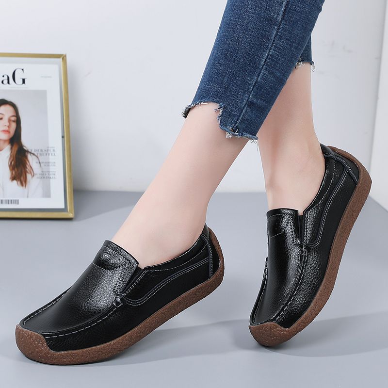 Salma Dames Leren Casual Loafer Schoenen - Zwart