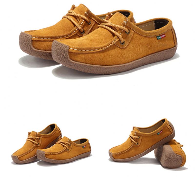 Salvador Dames Veterschoenen Leren Loafer Schoenen - Oranje
