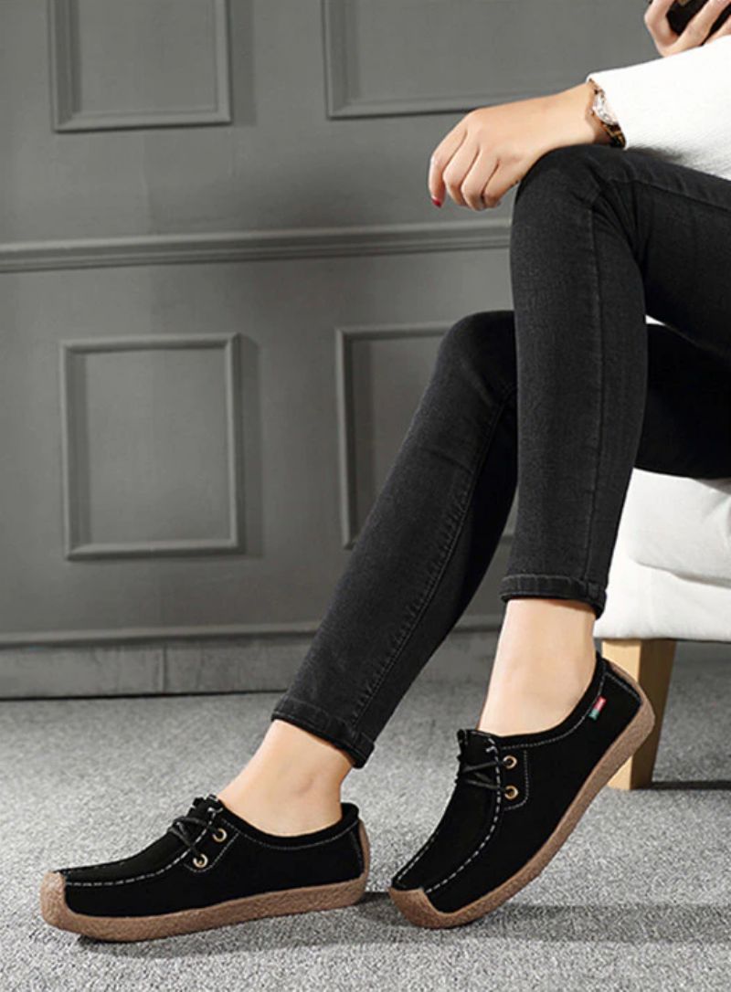 Salvador Dames Veterschoenen Leren Loafer Schoenen - Oranje