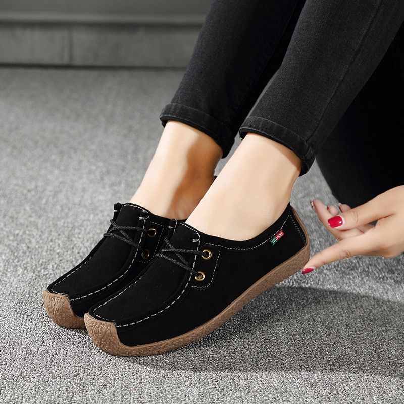 Salvador Dames Veterschoenen Leren Loafer Schoenen - Oranje