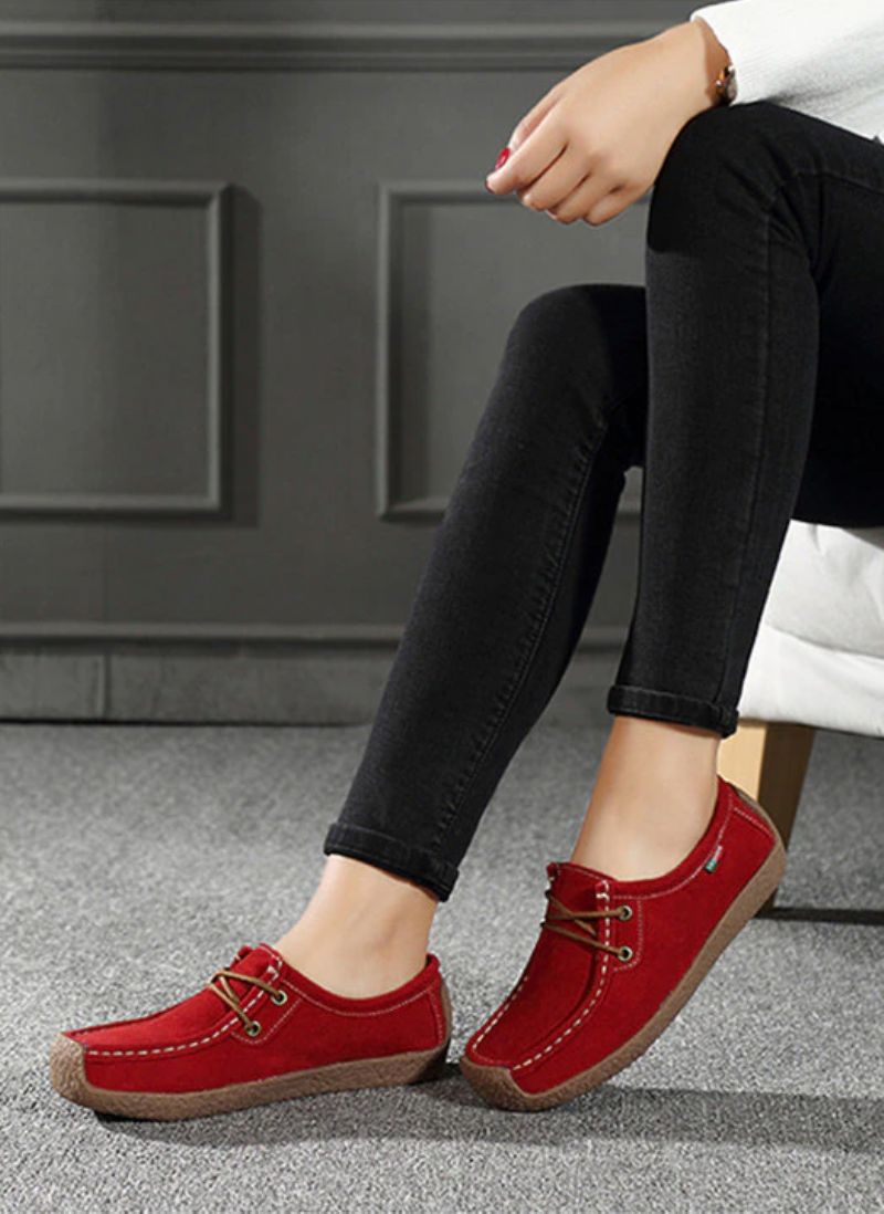 Salvador Dames Veterschoenen Leren Loafer Schoenen - Oranje