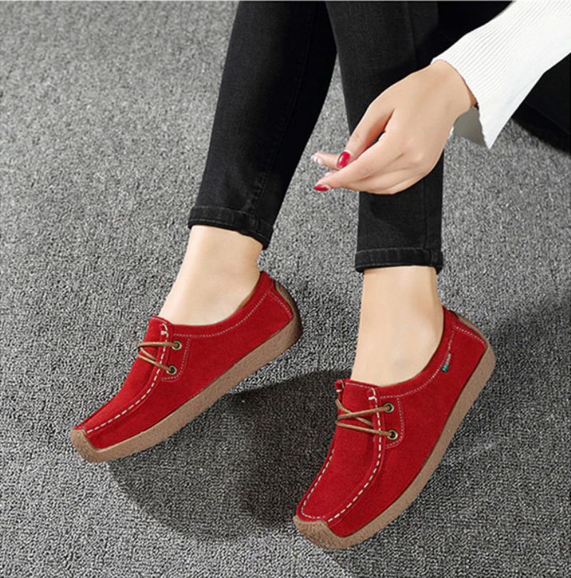 Salvador Dames Veterschoenen Leren Loafer Schoenen - Oranje