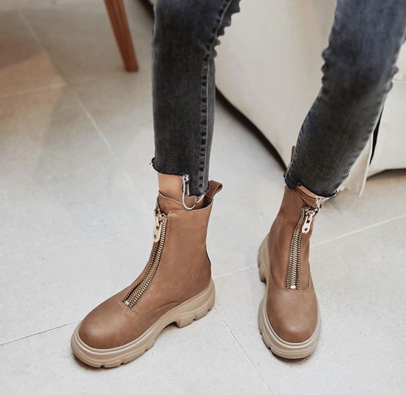 Samay Boots Enkelhoogte - Abrikoos Synthetische voering